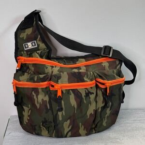 Diaper Dude Camouflage Messenger Bag Orange Zippers Adjustable Strap
